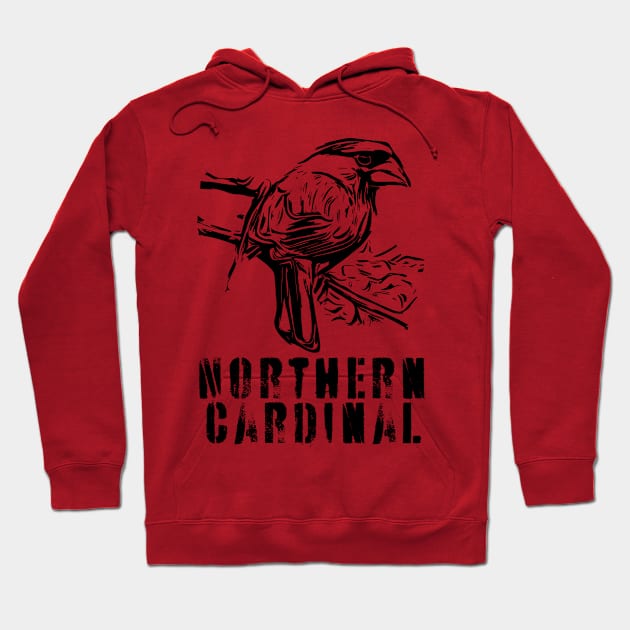 Northern Cardinal BW Hoodie by Ripples of Time